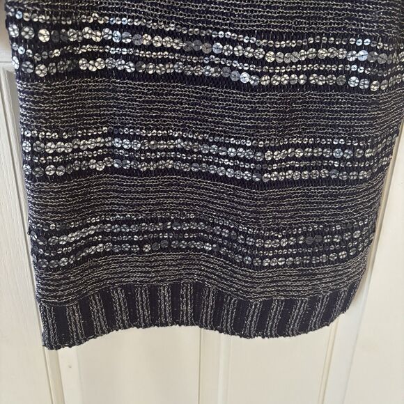 Chicos Womens Sweater Size 1 Blue Striped Sequins Pullover Ethereal Fairy Goth - Picture 6 of 12